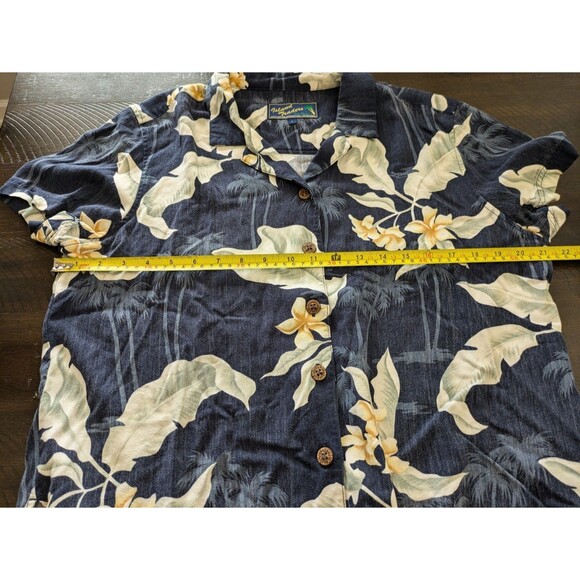 Island Traders Women's Hawaiian Shirt Button Down Blue White Floral Aloha Large - Picture 9 of 10